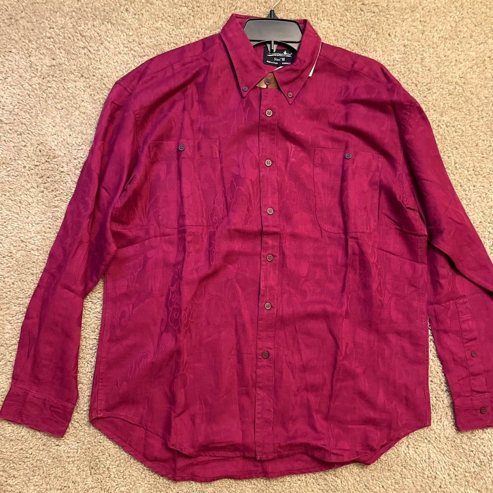 Burgundy button down